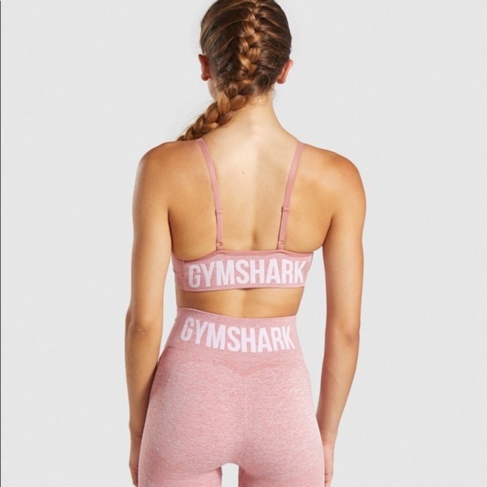 Gymshark Flex High Waist Leggings & Flex Strappy Sports Bra Set Pink/White